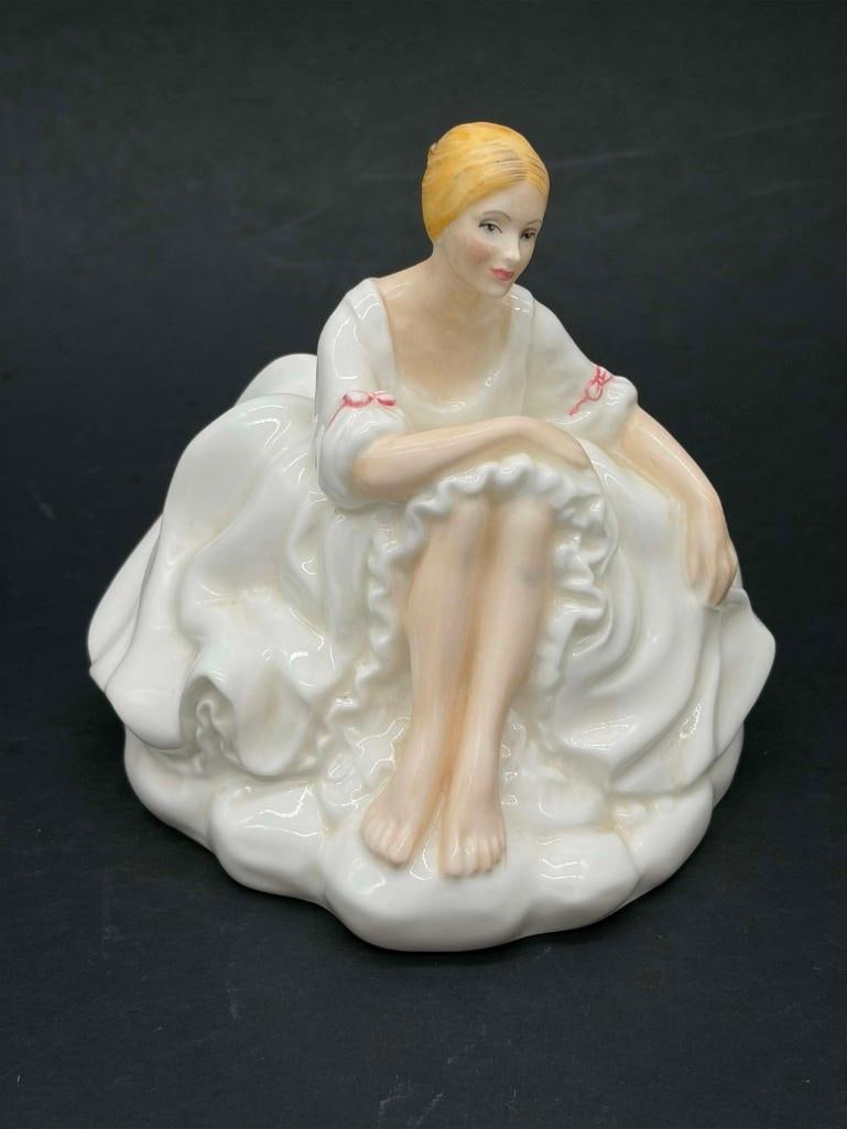Royal Doulton Joanne Porcelain Figurine: Royal Doulton Joanne Porcelain Figurine. No Chips, Nice Shape. . All Pictures Are Considered Part Of The Description And Should Be Examined Carefully By Bidders.. Live Auctioneers Is Now Offering Live