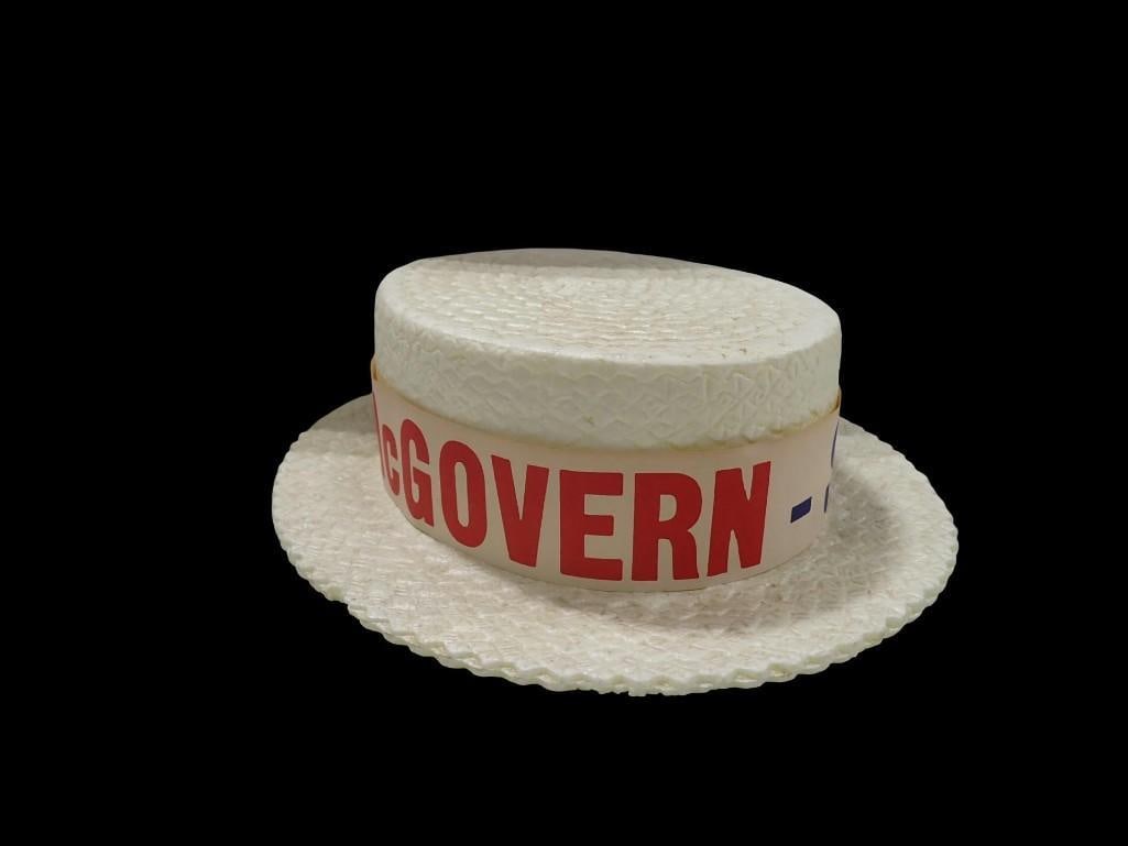 Vintage McGovern Shriver 1972 Political Campaign Hat: Vintage McGovern Shriver 1972 Political Campaign Hat - All pictures are considered part of the description and should be examined carefully by bidders. Live Auctioneers is now offering Live Shipping t