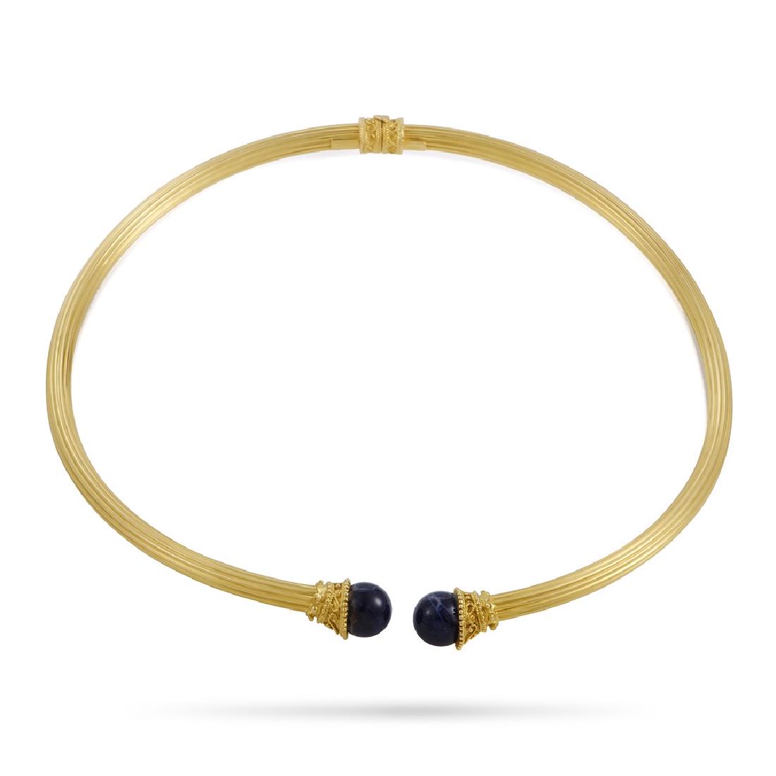 Ilias Lalaounis 18K Yellow Gold 2Lapis Omega Necklace (1 of 1)