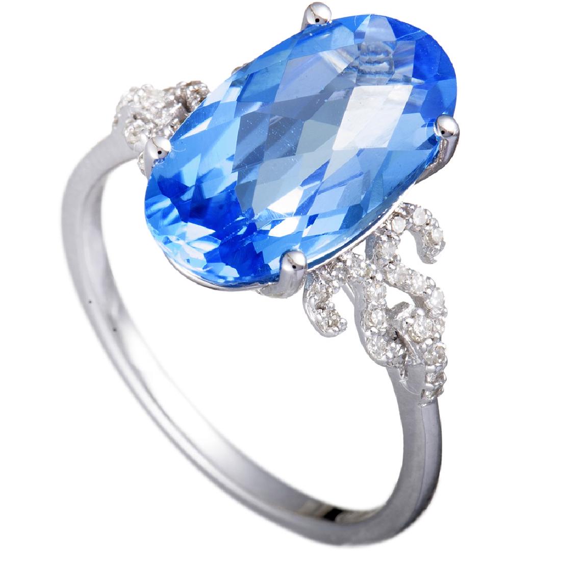 14K White Gold Diamond and Oval Topaz Ring (1 of 1)