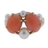 10K Gold Pearl Coral Ring