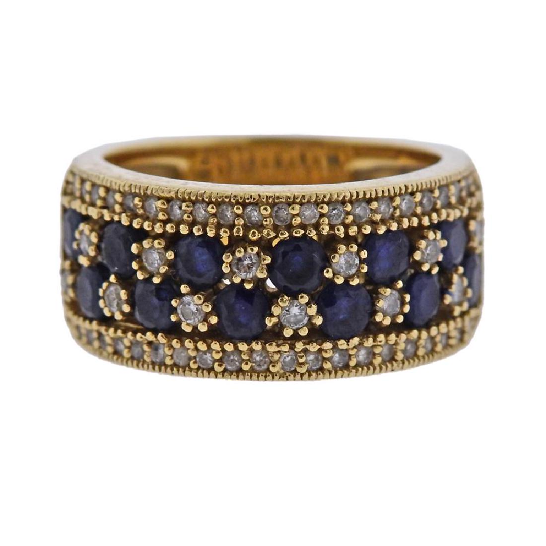 Effy 14K Gold Diamond Sapphire Band Ring (1 of 3)