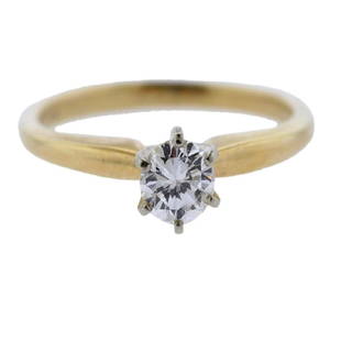 14K Gold Diamond Engagement Ring: Metal Content: 14K goldWeight of Item: 2.1 grams.Size: ring size 5, top of the ring -6mmGemstone: Diamond (VS/GH)Carat Weight: 0.40-0.42ctStamp: 14K MjH