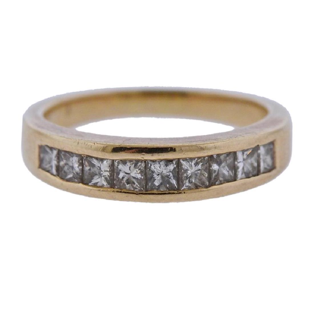 14K Gold Princess Cut Diamond Wedding Band Ring (1 of 3)