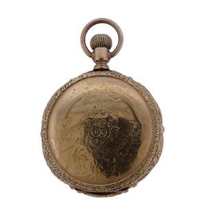 Antique Elgin Pocket Watch: Metal Content: Gold Tone MetalWeight of Item: 117.2 gramsDial: Original porcelain dial signed Elgin Nat. Watch Co., with applied black markers, small second hand dial at 6 o'clock position.Size: