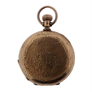 Antique Elgin Pocket Watch: Metal Content: Gold Tone Metal Dial: Original hand painted porcelain dial with applied black markers. Second hand dial at 6 o'clock position. Size: Diameter of the case - 40mm.Movement:Manual