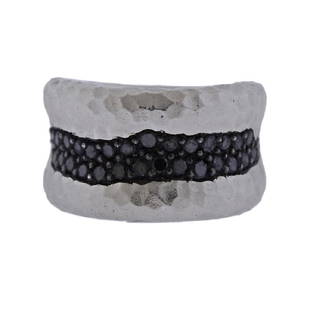 Gabriel & Co Sterling Silver Black Gemstone Band: Metal Content: sterling silverWeight of Item: 10.3 grams.Size: ring size 7. Band width- 12mmGemstone: Black gemstonesStamp: Gabriel & Co 925 S102942