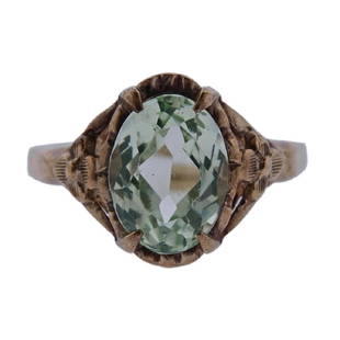 Art Deco 10k Gold Blue Stone Ring: Metal Content: 10k Gold Weight of Item: 2.9 gramsSize: Ring size 5.5. Top of the ring width - 12mm.Gemstone: Blue stone 9.8mm x 7.8mm (not secure in the setting)Stamp: 10k