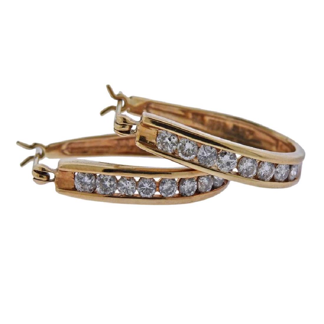 14k Gold Diamond Hoop Earrings (1 of 4)