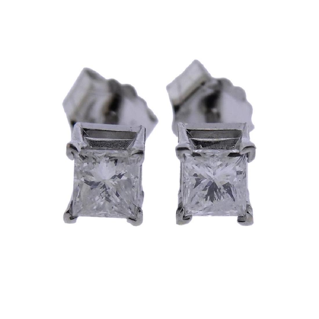 14k Gold Princess Diamond Stud Earrings (1 of 3)