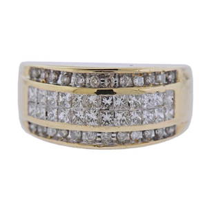 14K Gold Diamond Band Ring: Metal Content: 14k goldWeight of Item: 4.8 grams.Size: Ring size 6.5. Top of the ring is 9mmGemstone: DiamondsCarat Weight: approx. 1.00ctwStamp: N/A, tested 14K