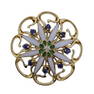 14k Gold Enamel Diamond Sapphire Brooch  Pendant