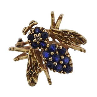 14k Gold Sapphire Bee Insect Brooch: Metal Content: 14k God.Weight of Item: 3.9 grams.Size: 18mm x 20mm.Gemstone: Sapphire.Stamp: 14k.