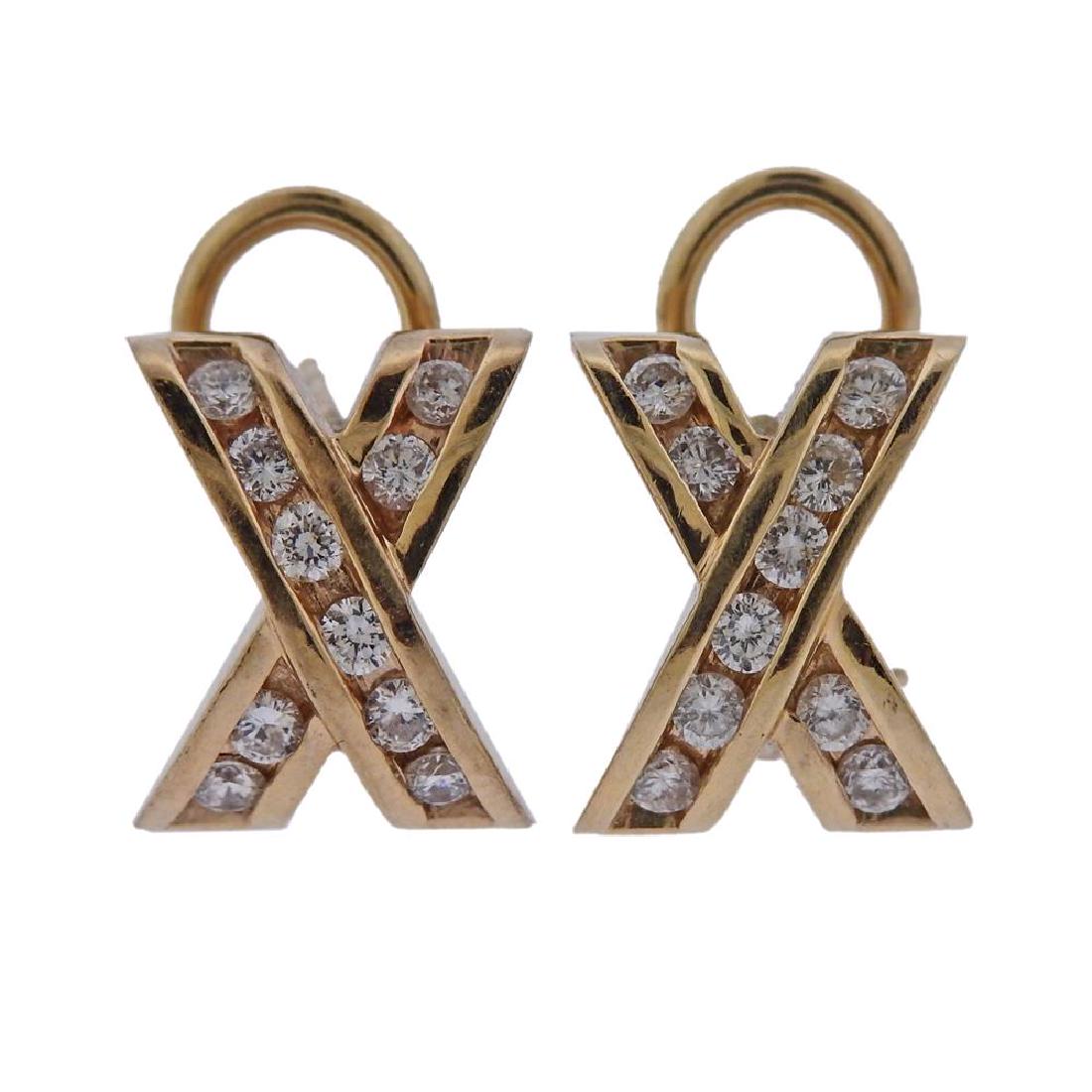 14K Gold Diamond X Earrings (1 of 3)