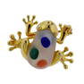 Asch Grossbardt 14k Gold Inlay Gemstone Frog Brooch