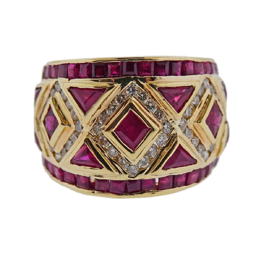 14k Gold Diamond Ruby Band Ring (1 of 3)