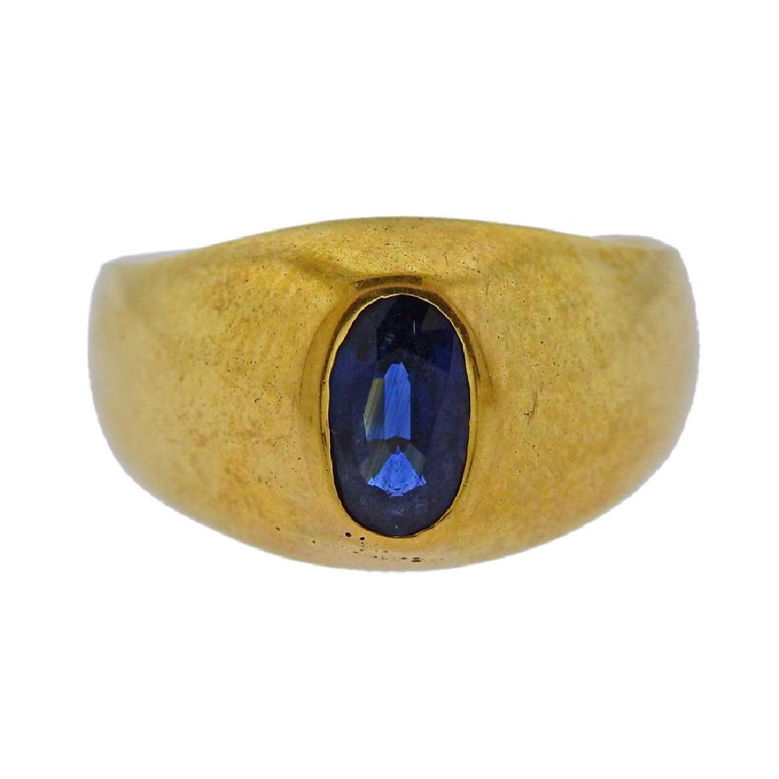 18k Gold Sapphire Gypsy Ring (1 of 3)