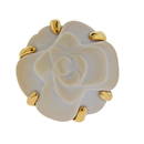 Chanel Camellia 18K Gold White Agate Ring