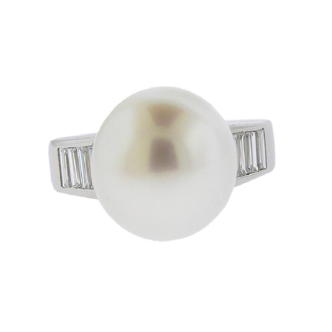 Platinum Diamond South Sea Pearl Ring (1 of 2)