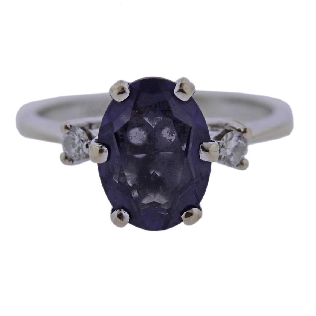18k Gold Diamond Purple Stone Ring (1 of 4)