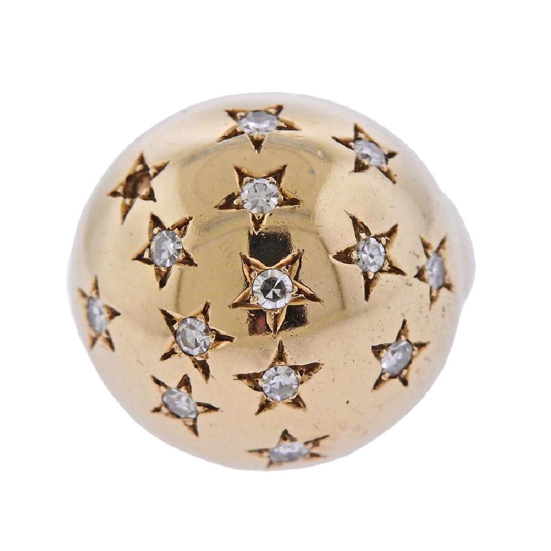 14k Gold Diamond Star Ball Ring (1 of 3)