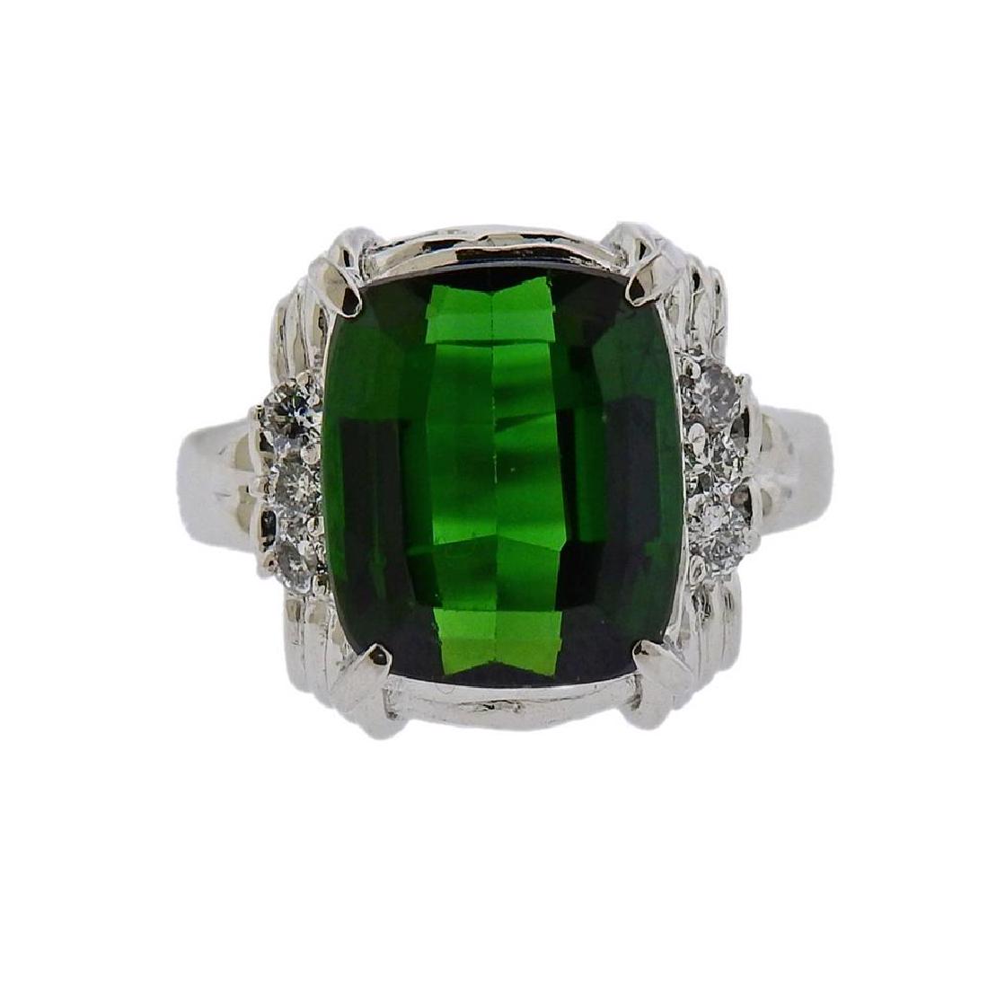Platinum Diamond Green Tourmaline Ring (1 of 3)