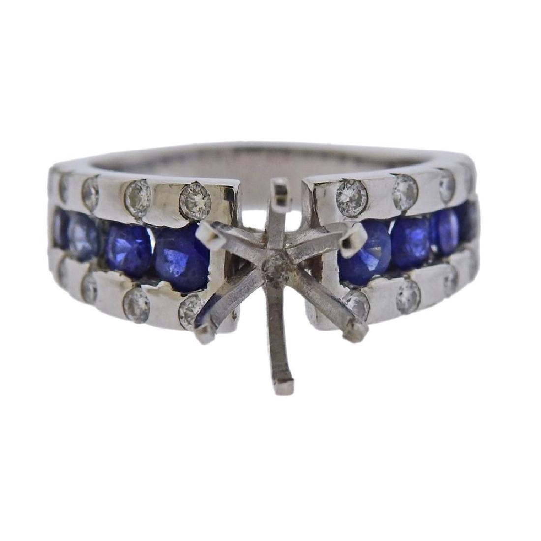 14k Gold Diamond Sapphire Engagement Ring Mounting (1 of 3)