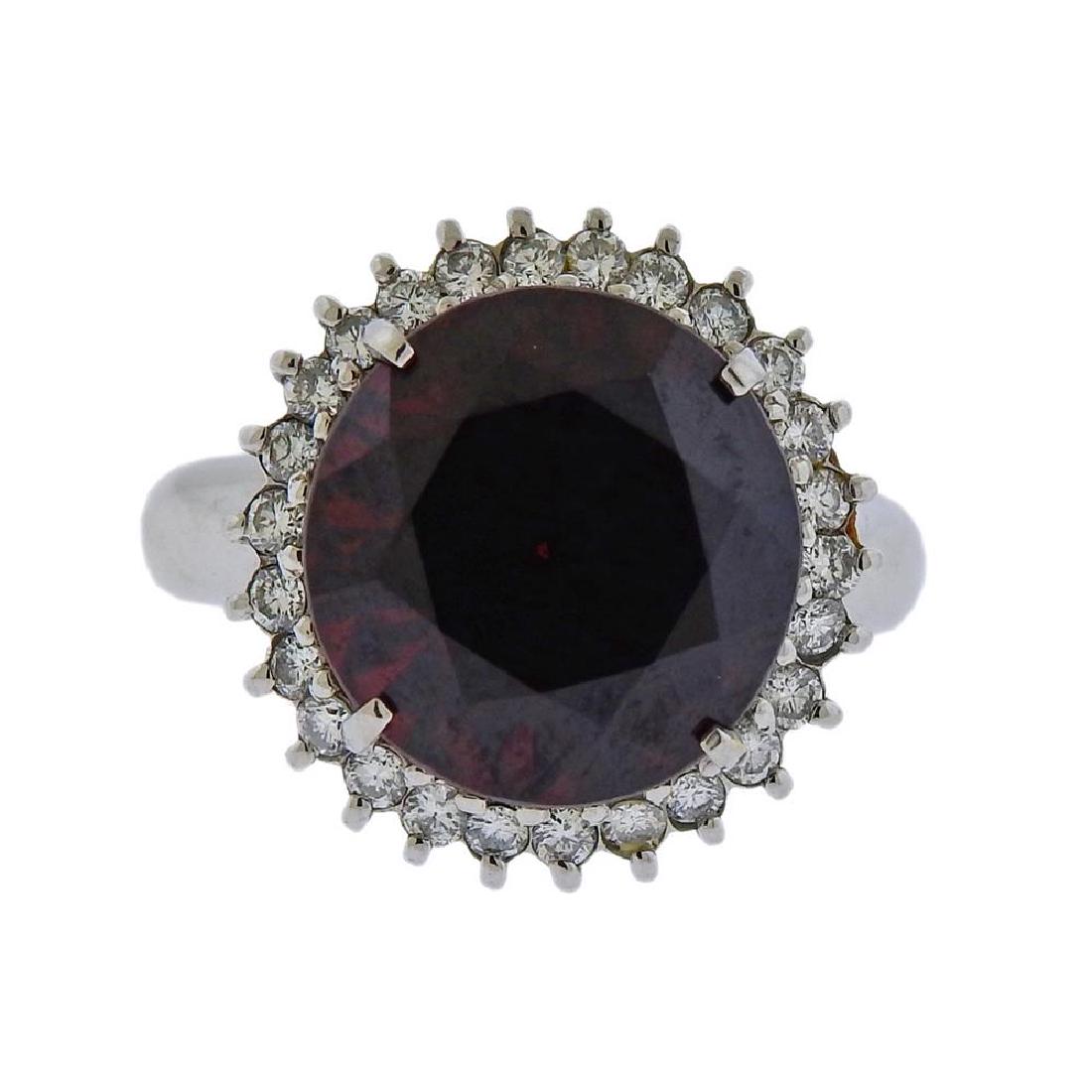 Platinum 8.72 Carat Garnet Diamond Ring (1 of 3)