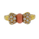 Van Cleef &amp; Aprles 18k Gold Coral Diamond Bow Ring