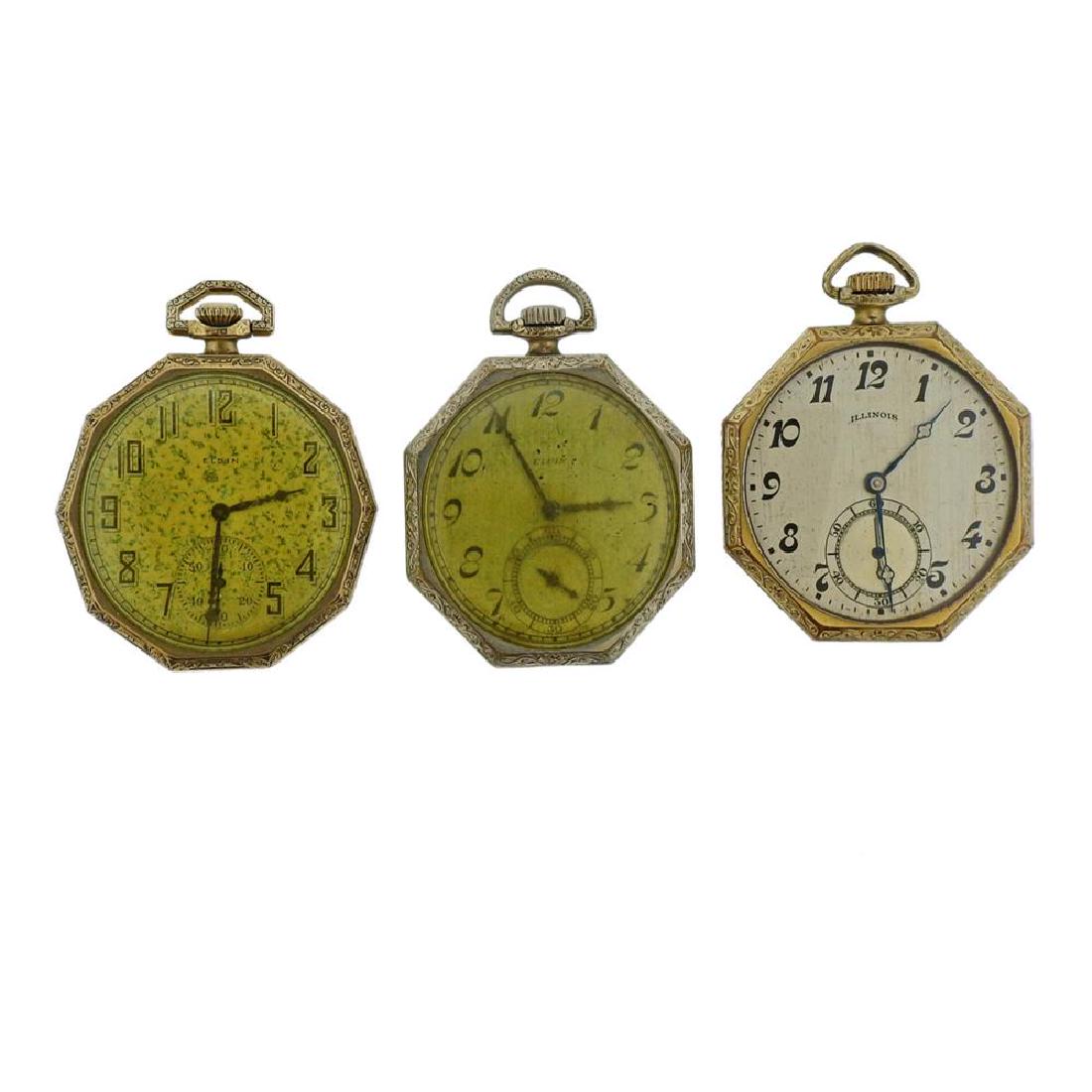 Antique Elgin Illinois Pocket Watch Lot of 3 (1 of 3)