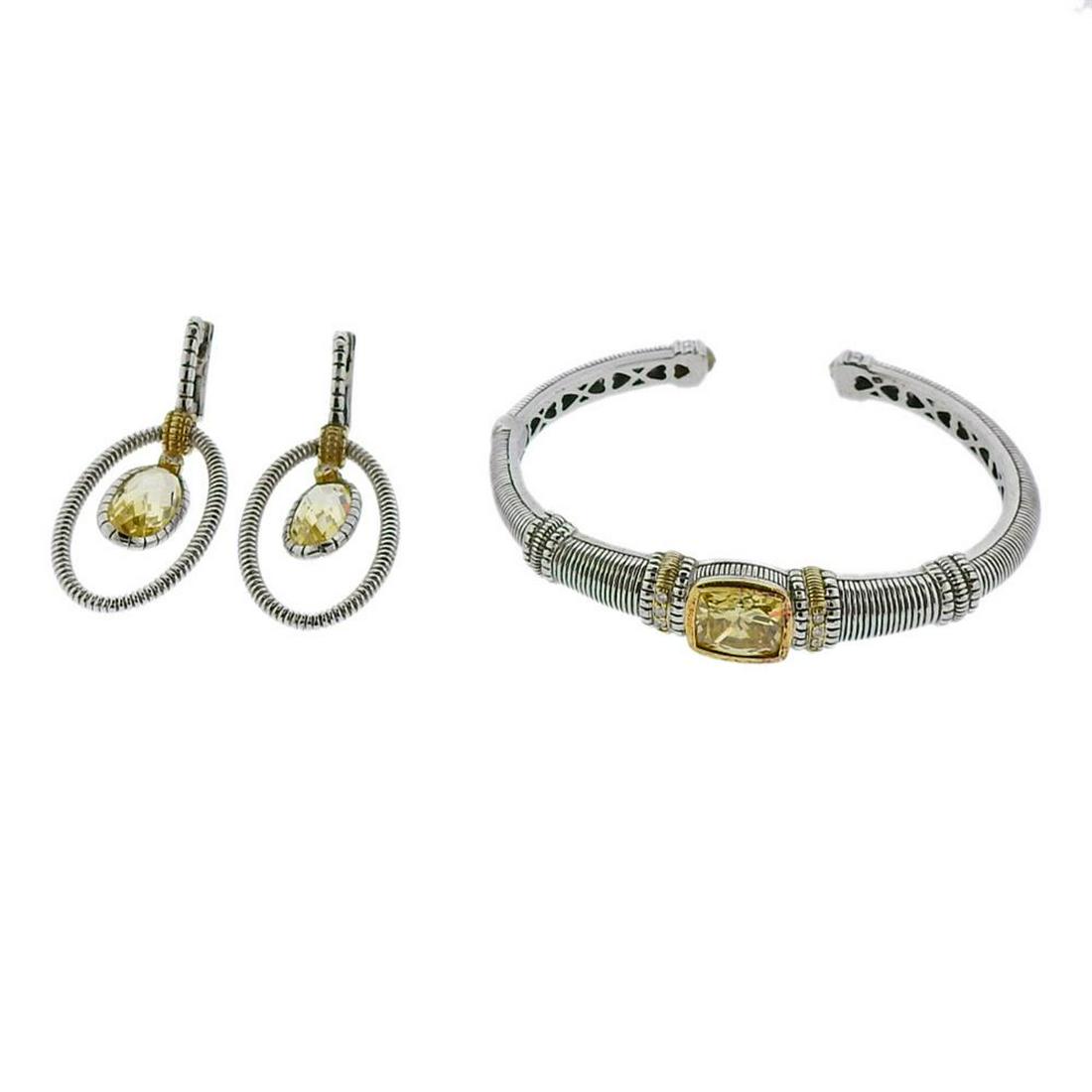Judith Ripka 18K Gold Silver Diamond Yellow Stone (1 of 6)