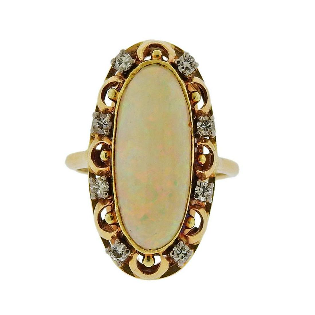 Antique 14K Gold Diamond Opal Ring (1 of 3)