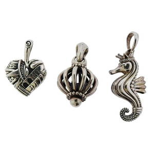 Lagos Sterling Silver Pendant Lot of 3: Metal Content: Sterling Silver.Weight of Item: 39.4 grams.Size: Pendants are 45mm x 19mm; 37mm x 22mm; 28mm x 21mm.Stamp: Lagos 925.