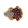 Retro 1940s 14k Rose Gold Ruby Diamond Ring