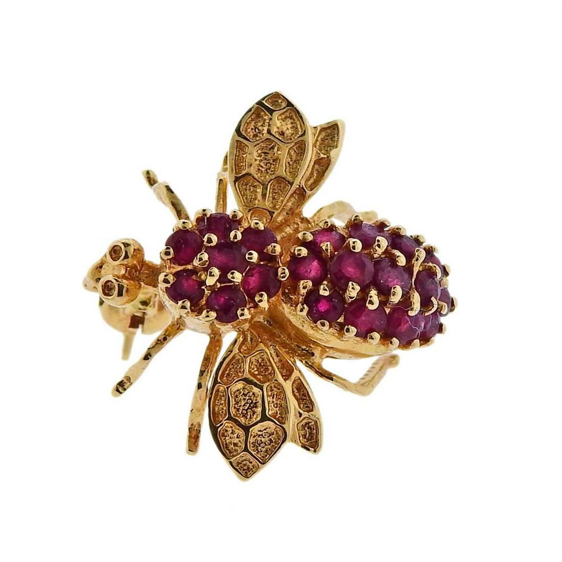 14K Gold Ruby Insect Brooch (1 of 3)