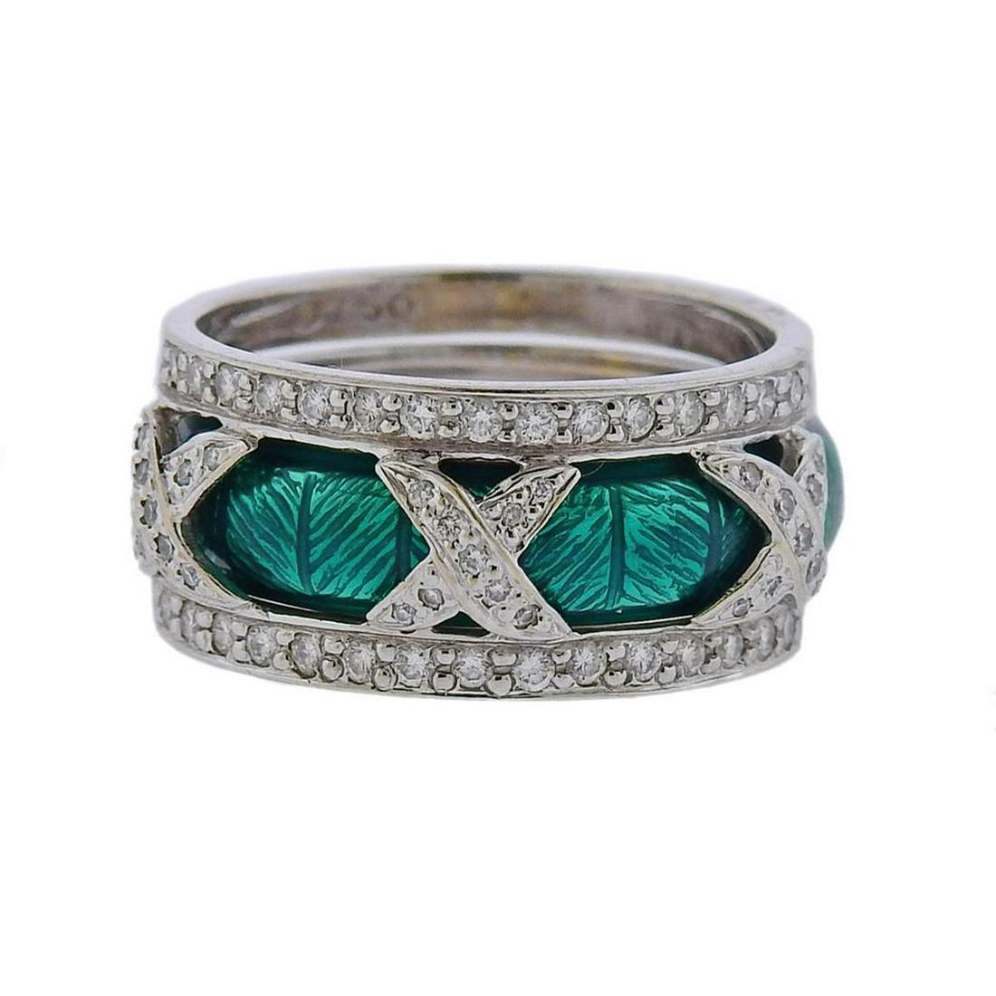 Hidalgo 18K Gold Diamond Enamel  Stackable Ring Set (1 of 4)