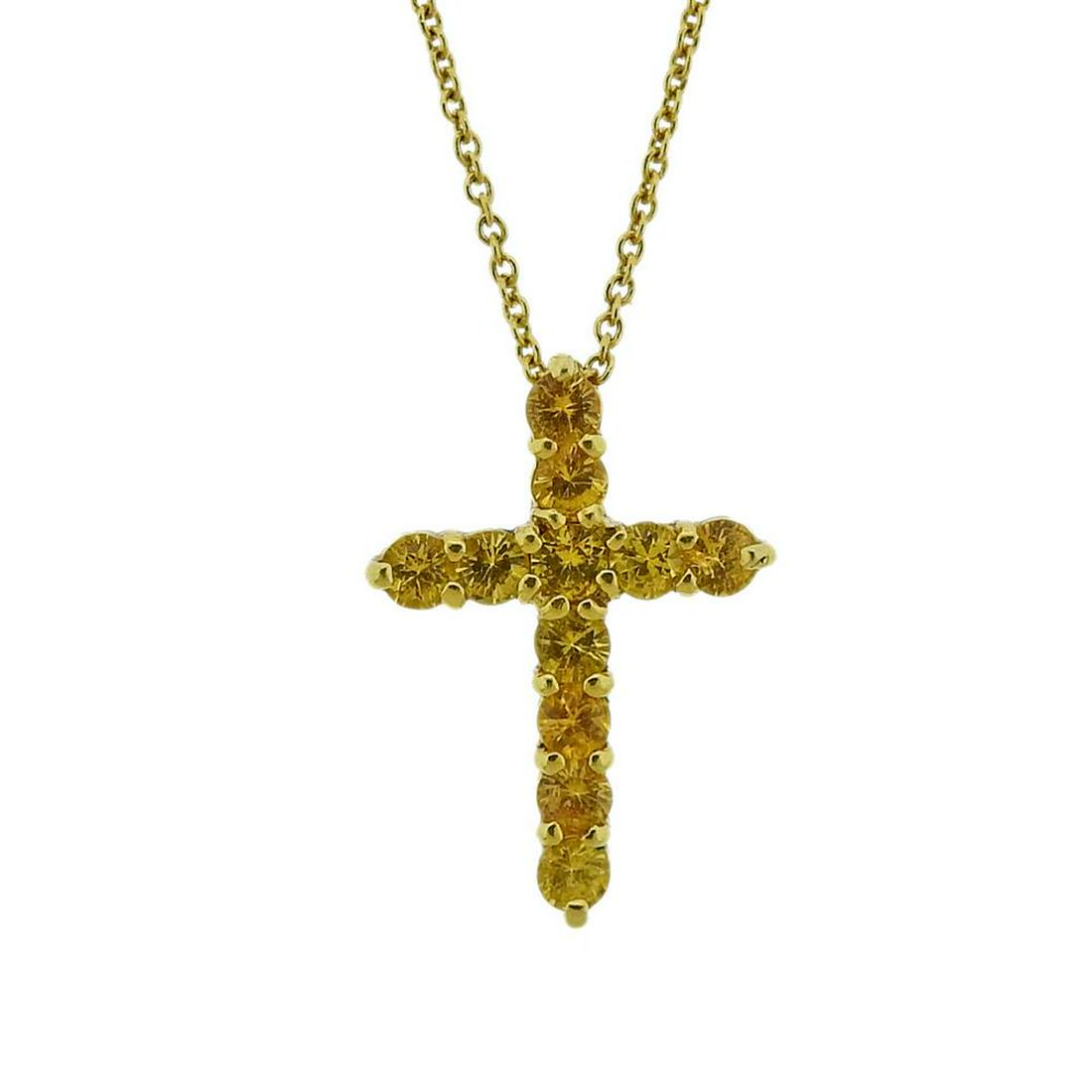 Roberto Coin Yellow Sapphire 18k Gold Cross Necklace (1 of 3)