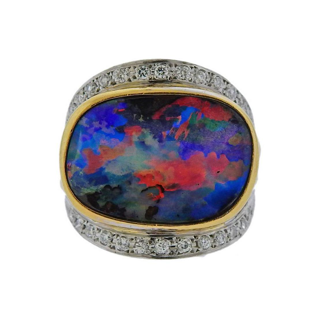 Platinum 18k Gold Diamond Opal Ring (1 of 3)