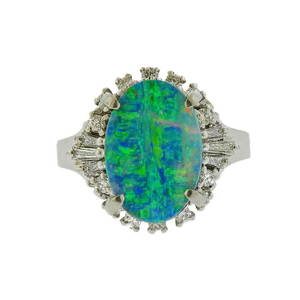 Platinum Diamond Opal Ring