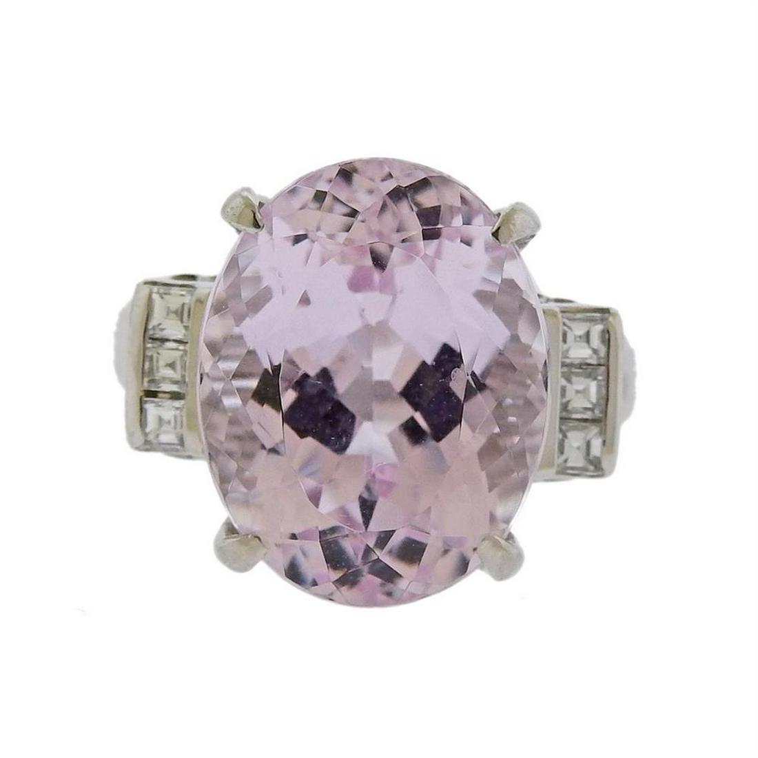 Platinum Diamond Kunzite Ring (1 of 3)