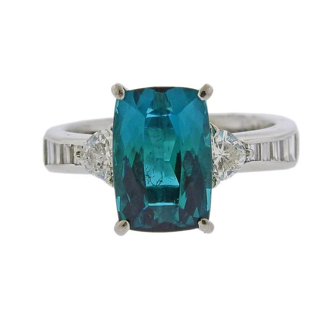 Platinum Diamond Green Tourmaline Ring (1 of 3)