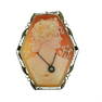 14K Gold Diamond Shell Cameo Brooch Pendant