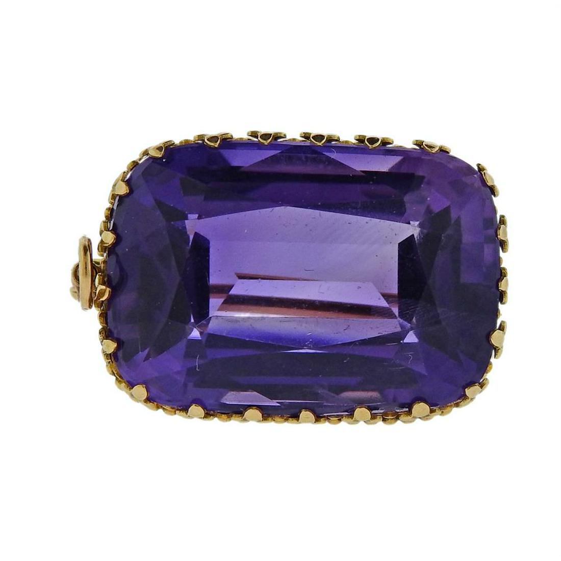 Antique 14K Gold Amethyst Brooch Pendant (1 of 3)