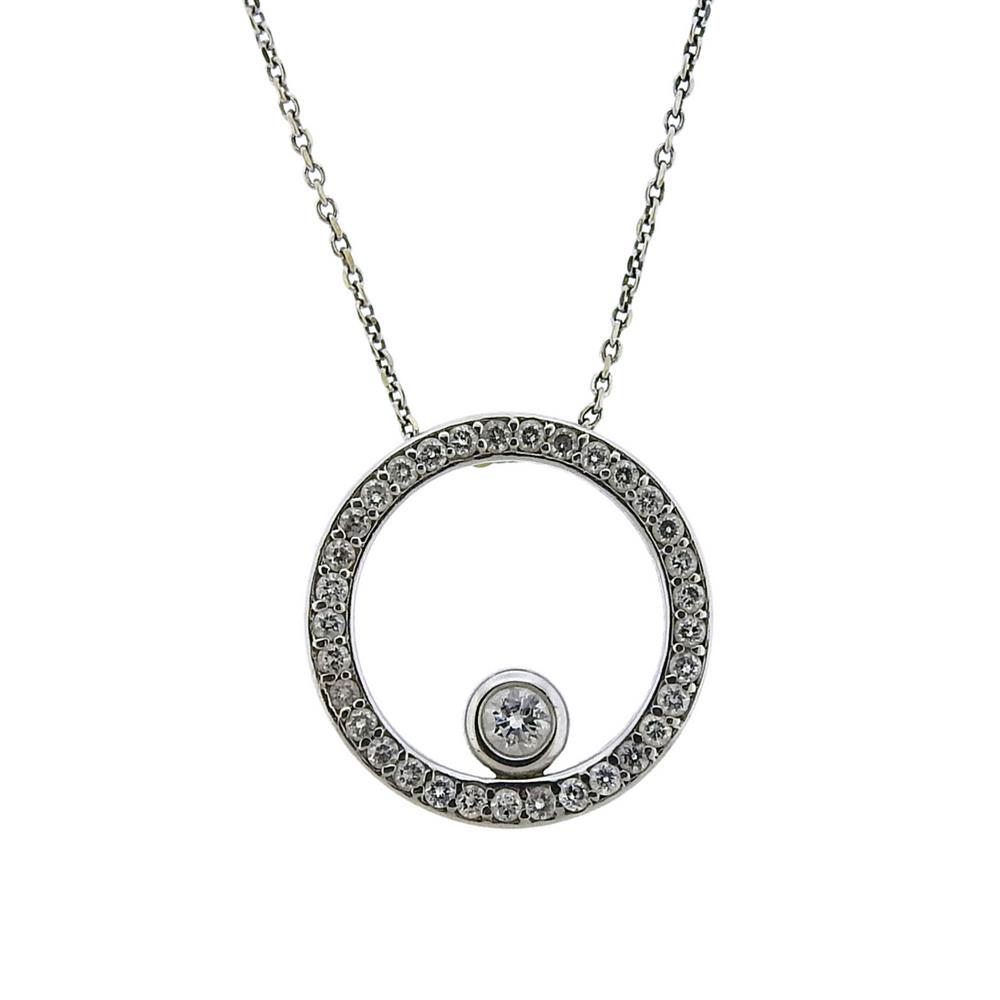 14k Gold Modern Diamond Circle Pendant Necklace (1 of 3)