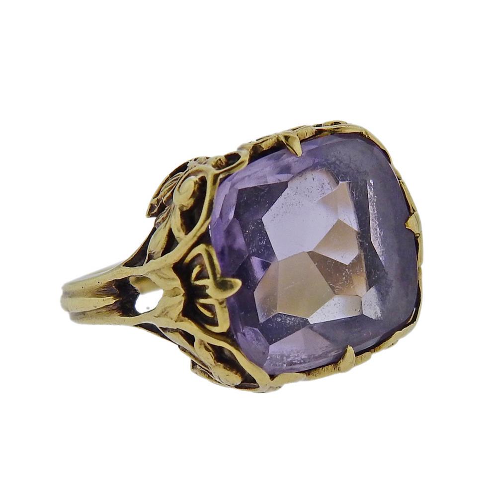 Arts & Crafts 14k Gold Amethyst Ring (1 of 4)