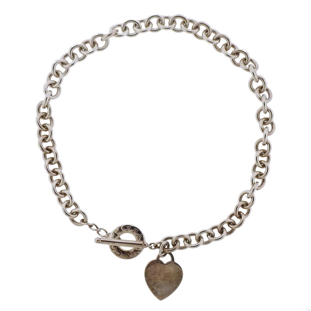 Tiffany & Co Silver Heart Charm Necklace (1 of 3)