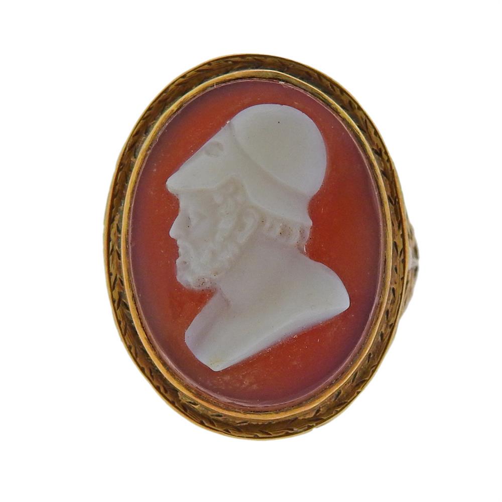 Antique 14K Gold Hard Stone Cameo Ring (1 of 3)