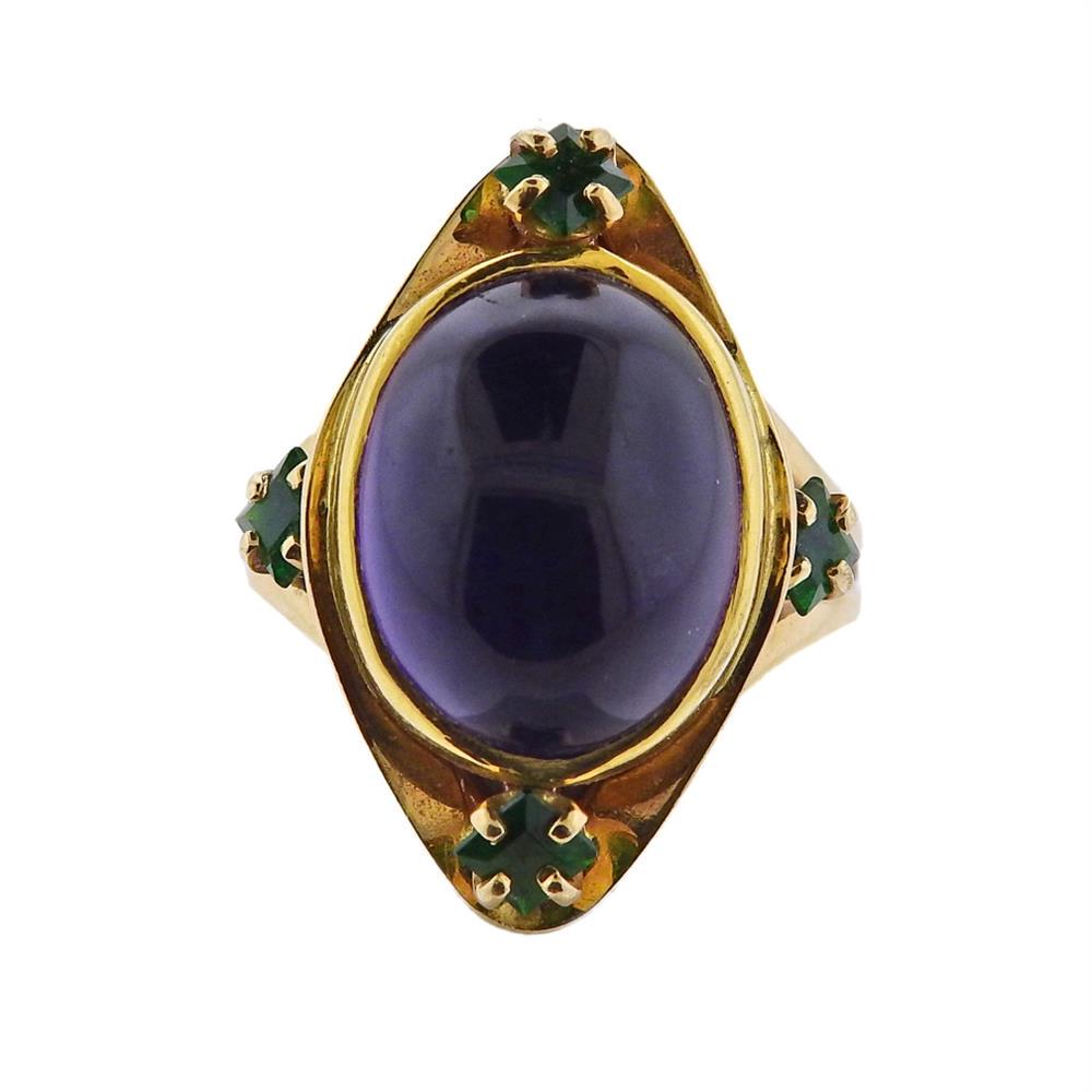 14K Gold Amethyst Emerald Ring (1 of 4)
