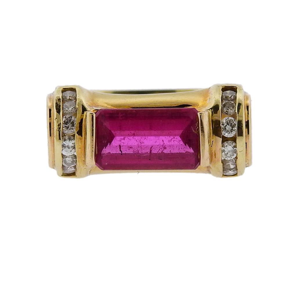 14K Gold Diamond Pink Tourmaline Ring (1 of 3)
