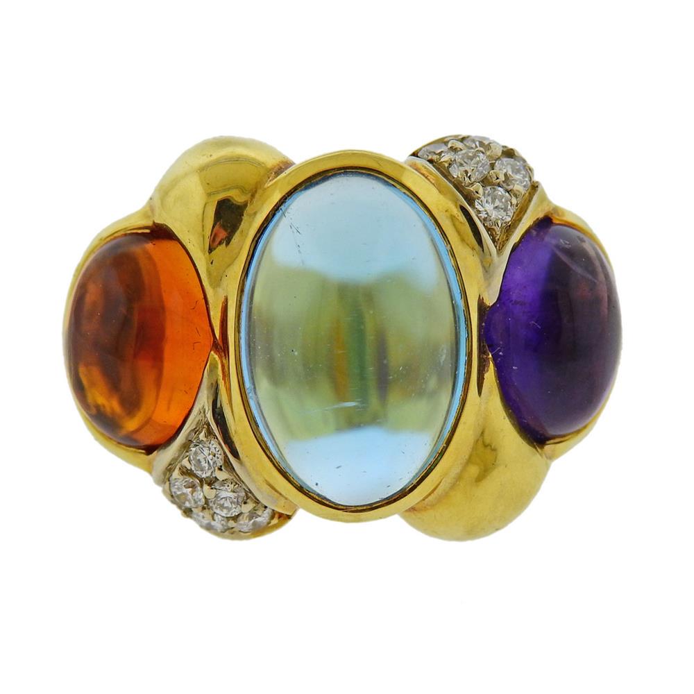 18k Gold Topaz Amethyst Citrine Diamond Ring (1 of 3)